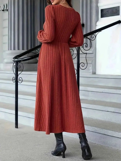 Ribbed Long Sleeve Sweater Dress