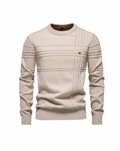Beige cream textured sweater product shot