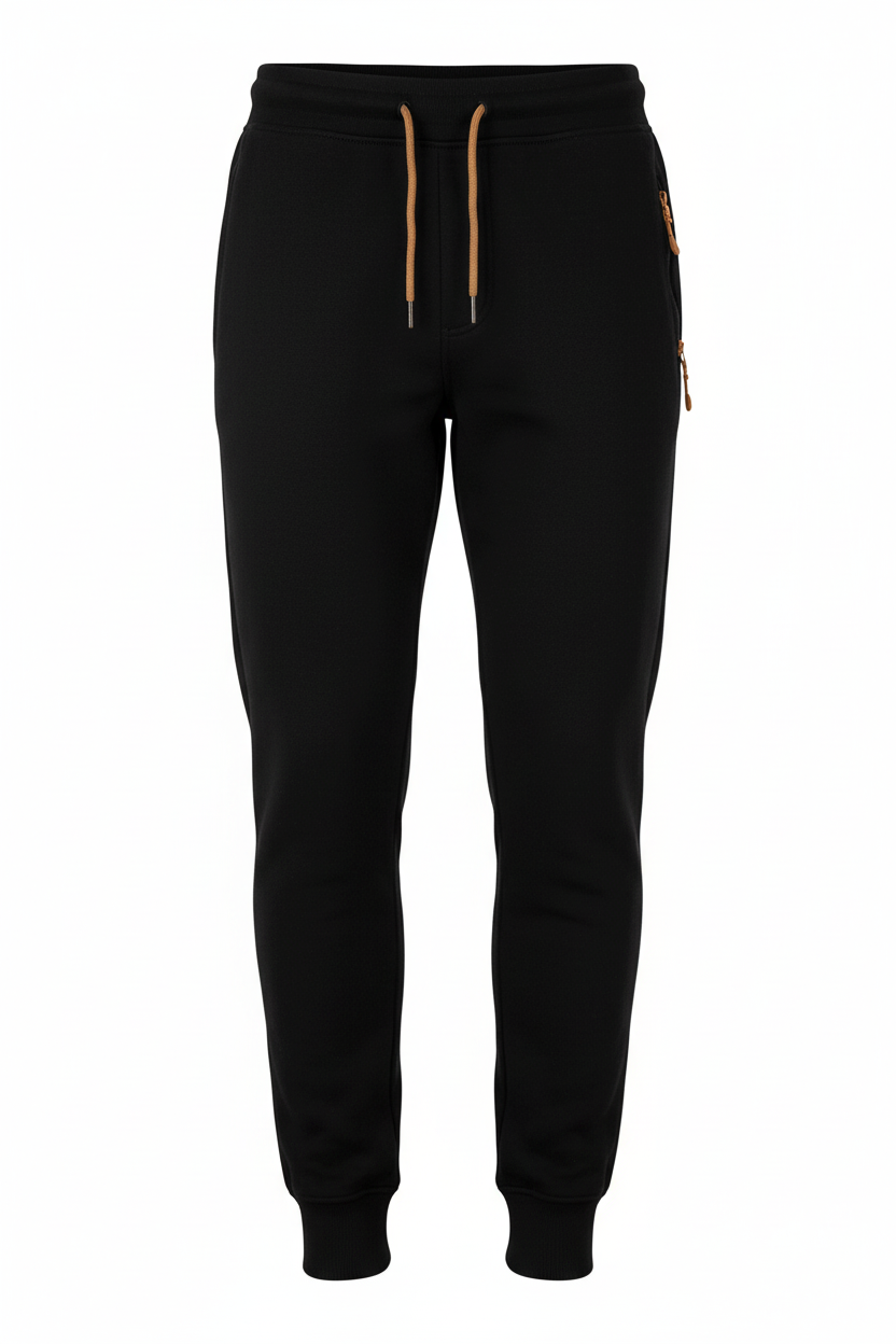 Black fleece joggers product shot