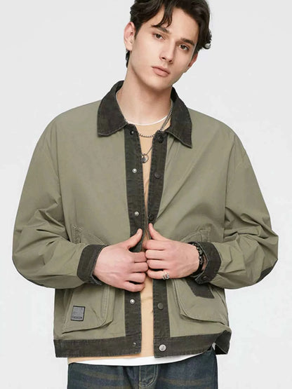 Men's Plus Size Snap Down Long Sleeve Jacket