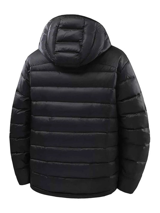 Men's Plus Size Zip Up Hooded Contrast Puffer Jacket