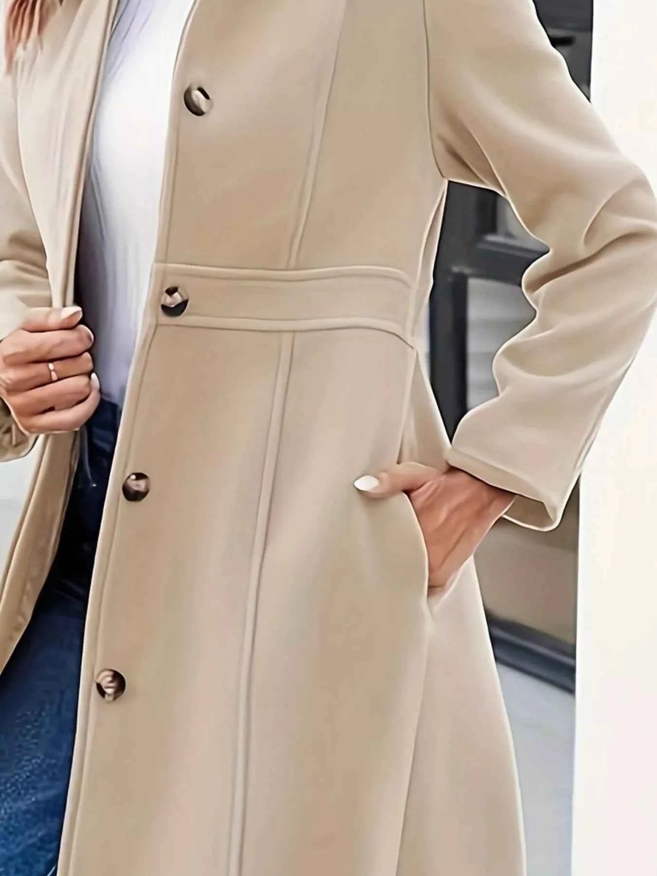 Button-Down Wool Blend Coat