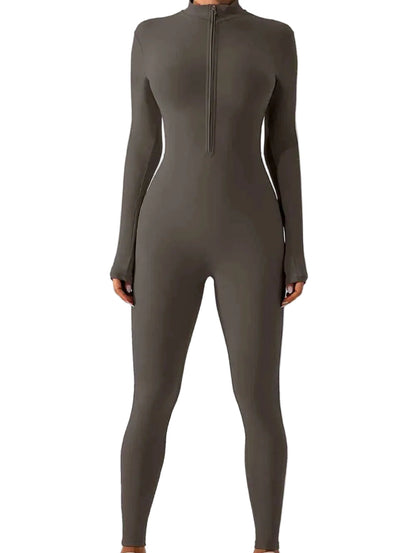 Half Zip Mock Neck Active Jumpsuit