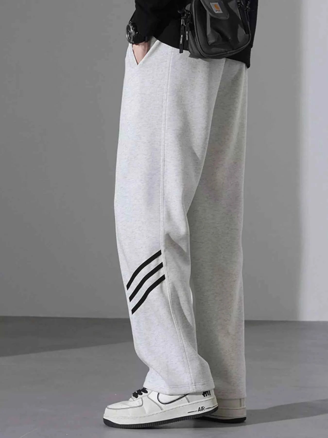 Men's Full Size Casual Loose Fit Sweatpants with Stripes Plus Size