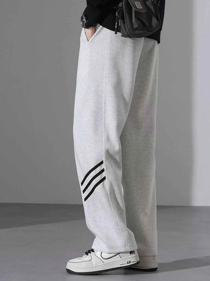 Men's Full Size Casual Loose Fit Sweatpants with Stripes Plus Size