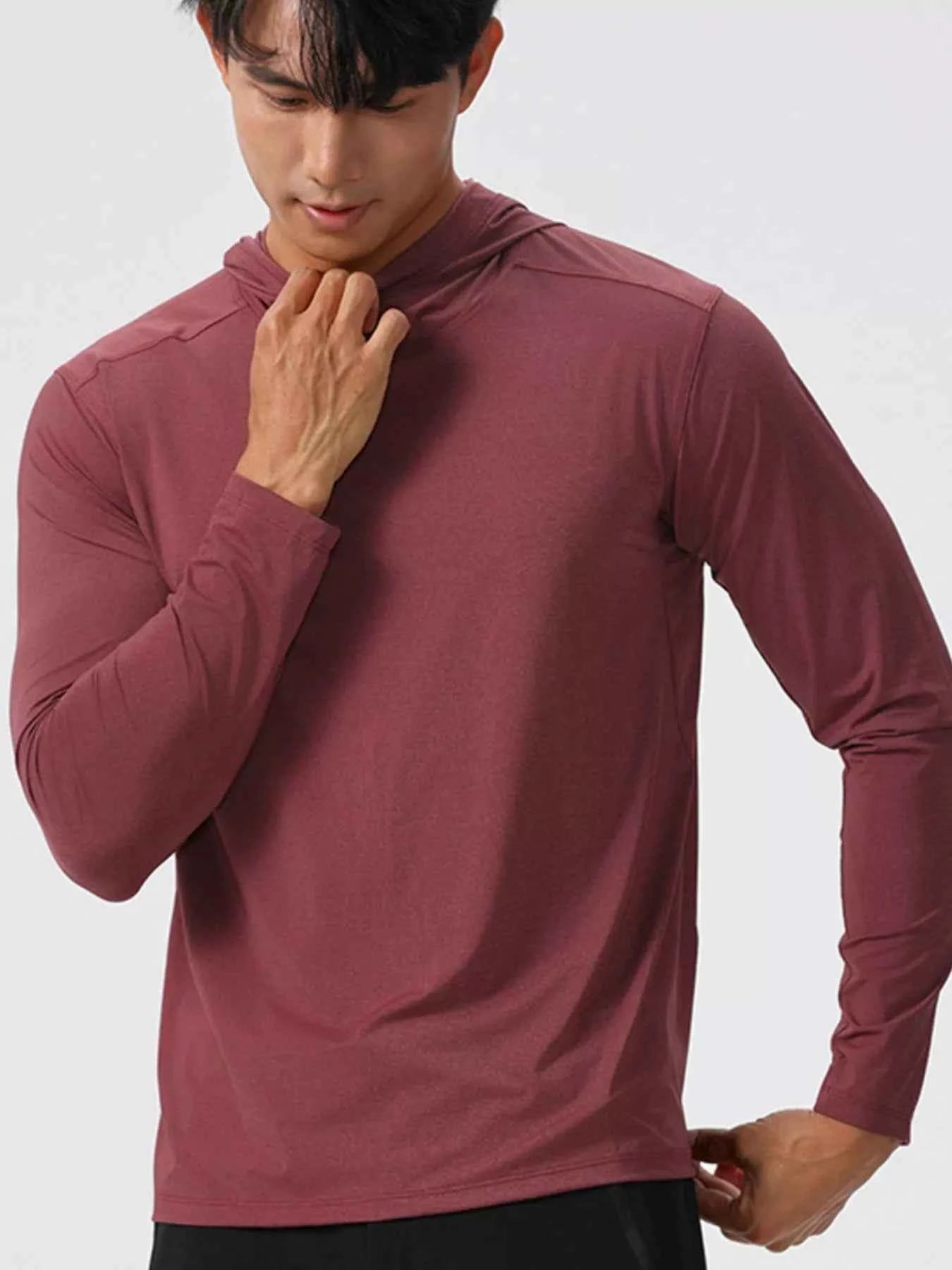 Men's Solid Color Long Sleeve Hoodie
