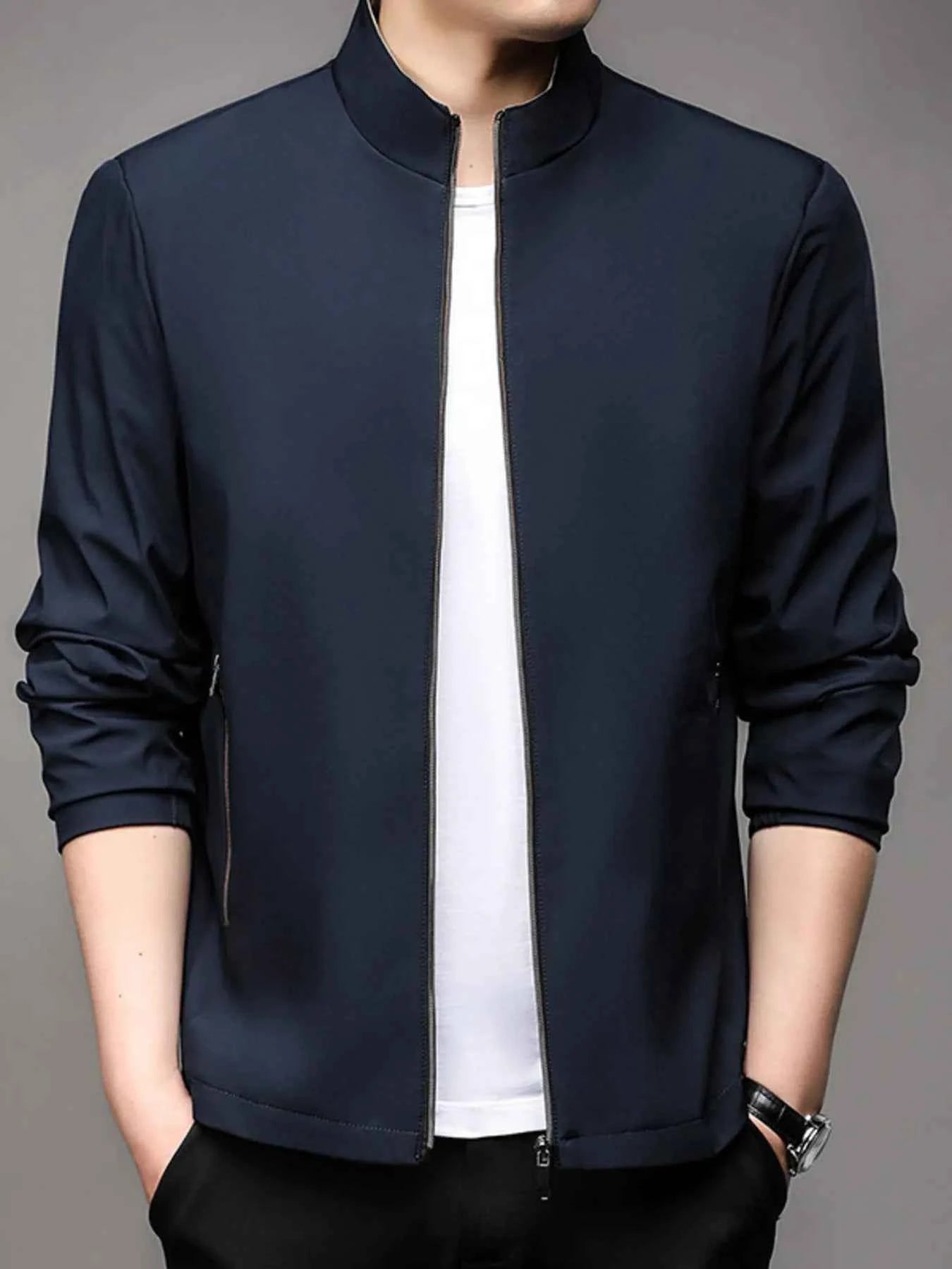 Men's Plus Size Zip Up Long Sleeve Jacket