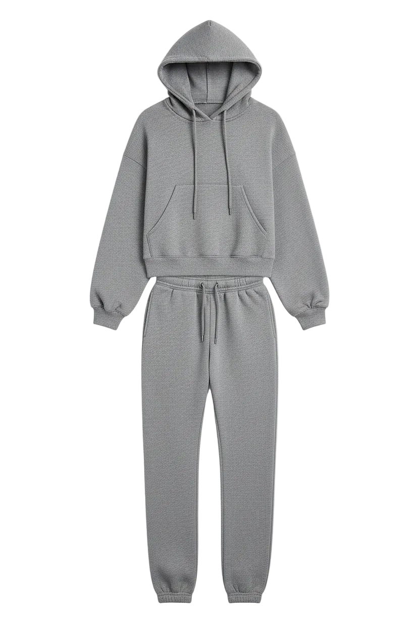 Dropped Shoulder Hooded Top and Pants Active Set