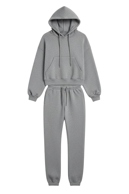 Dropped Shoulder Hooded Top and Pants Active Set