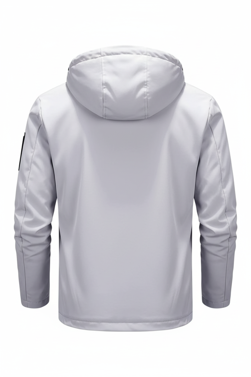 Light Gray Hooded Jacket - Front View