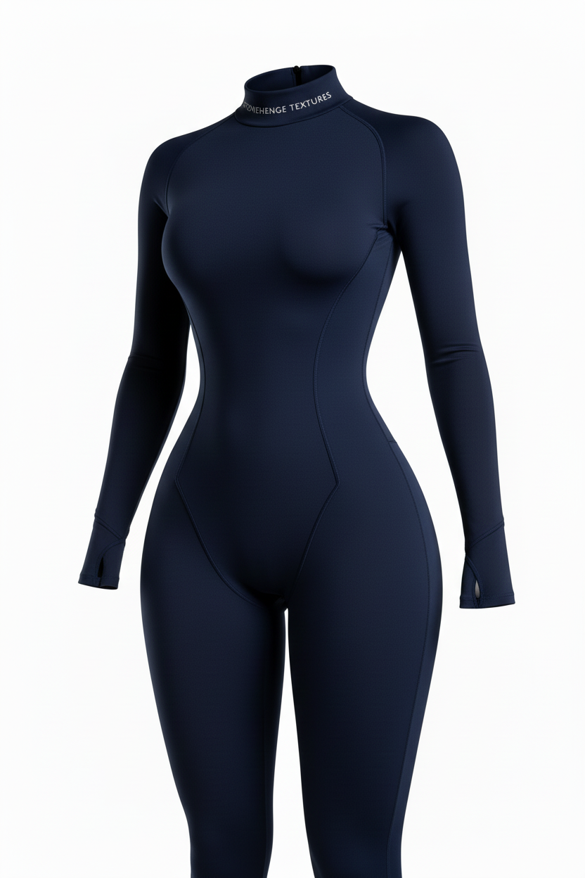 Navy performance bodysuit angle view