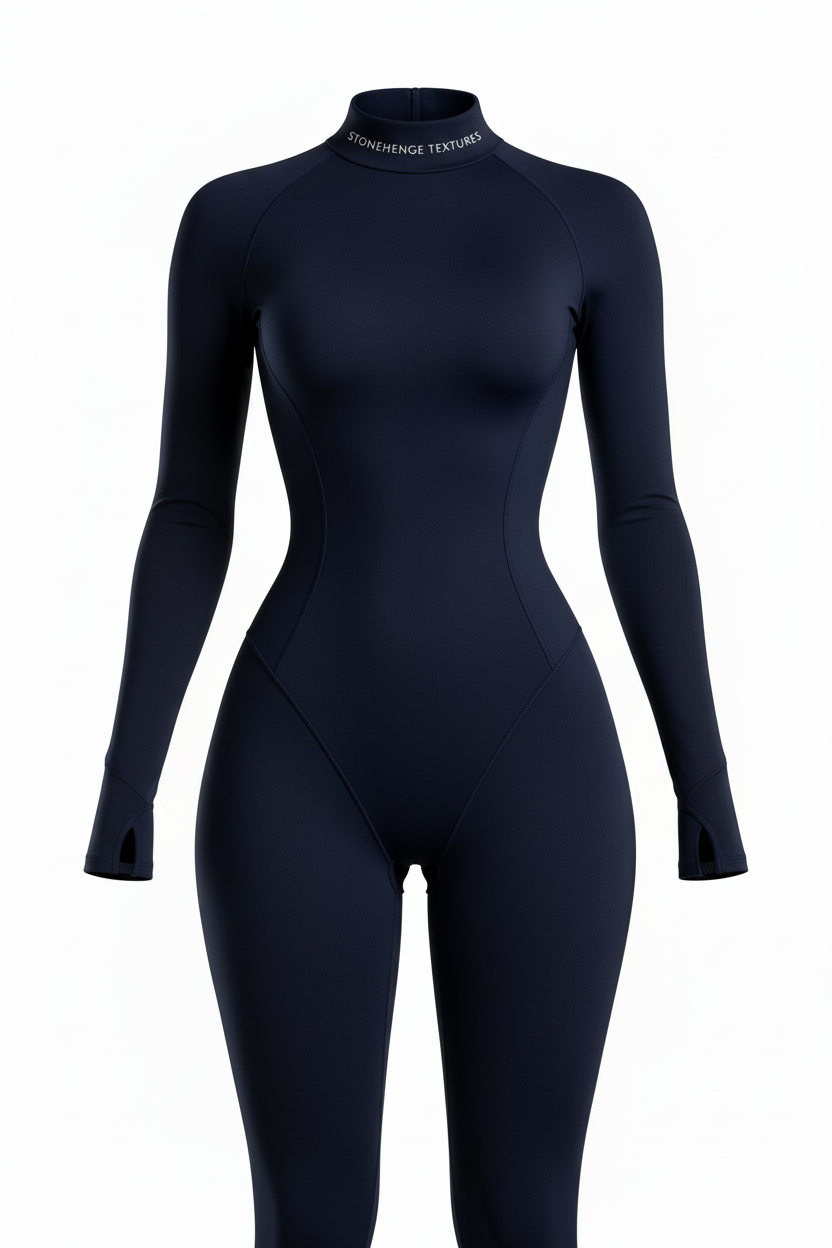 Navy performance bodysuit front view