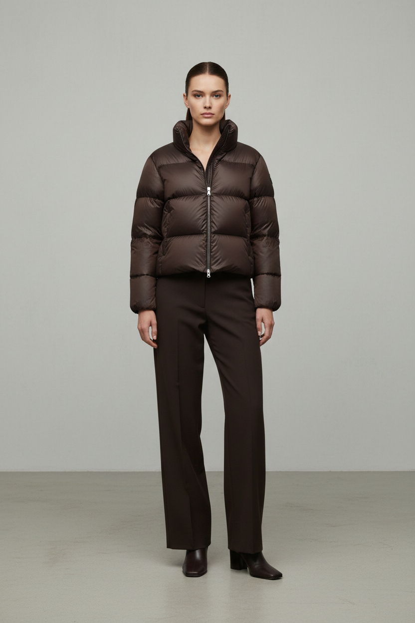 Obsidian Quilted Puffer Jacket — On Model