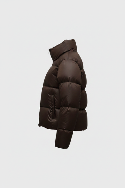 Obsidian Quilted Puffer Jacket — Side View