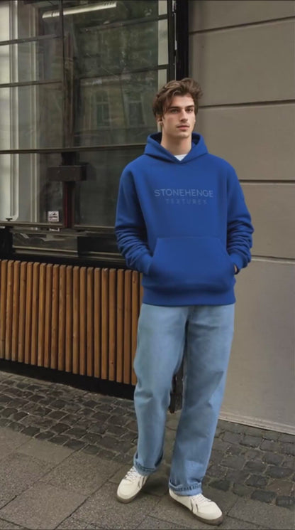 Stonehenge Textures Royal Blue Premium Hoodie Minimalist Luxury Unisex Streetwear