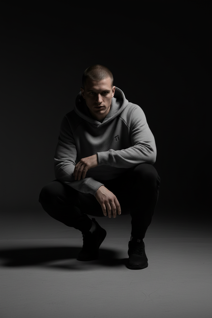 Stonehenge Texture Grey Hoodie Hero Shot - No Drawstrings